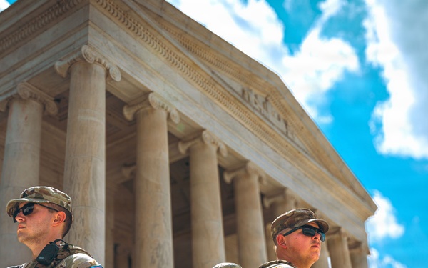 JTF DC National Guardsmen Patrol Near the Thomas Jefferson Memorial