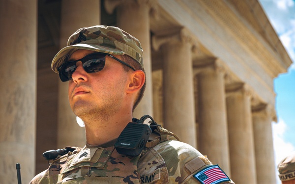 JTF DC National Guardsmen Patrol Near the Thomas Jefferson Memorial