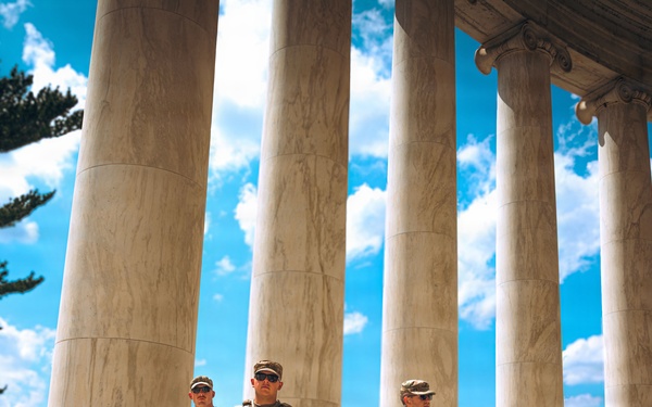 JTF DC National Guardsmen Patrol Near the Thomas Jefferson Memorial