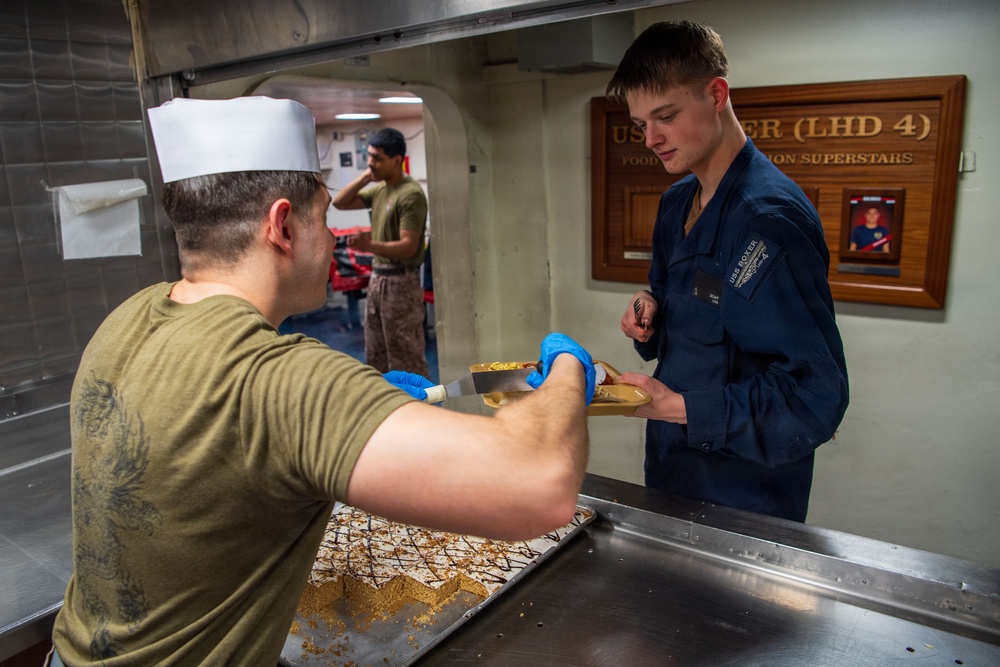 U.S. Marines, Sailors Serve Brunch Aboard USS Boxer