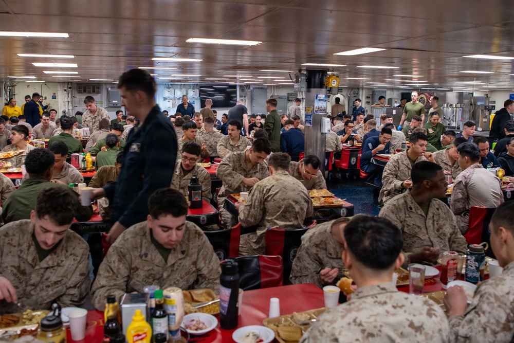 U.S. Marines, Sailors Serve Brunch Aboard USS Boxer