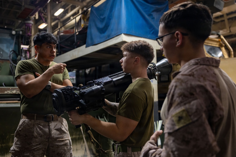 11th MEU Marines Conduct Weapon Familiarization Aboard USS Boxer