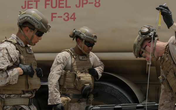 Marines utilize a Petroleum Expeditionary Analysis Kit