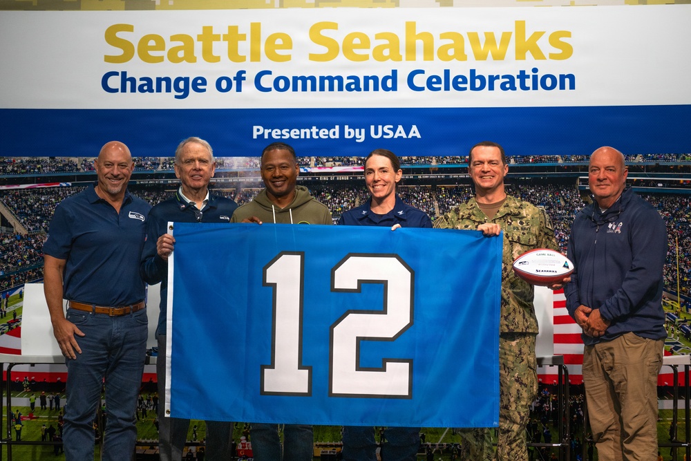 Coast Guard participates in Seattle Seahawks change of command ceremony.