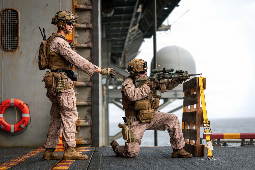 11th MEU Marines, Sailors Conduct Combat Marksmanship Training Aboard USS Boxer