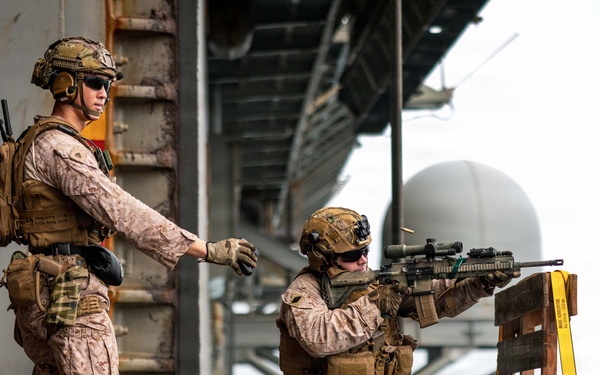 11th MEU Marines, Sailors Conduct Combat Marksmanship Training Aboard USS Boxer