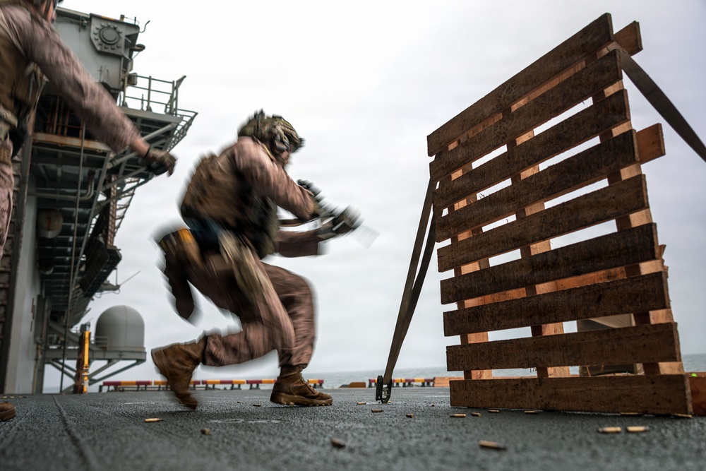 11th MEU Marines, Sailors Conduct Combat Marksmanship Training Aboard USS Boxer