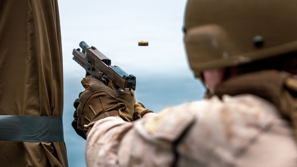 11th MEU Marines, Sailors Conduct Combat Marksmanship Training Aboard USS Boxer