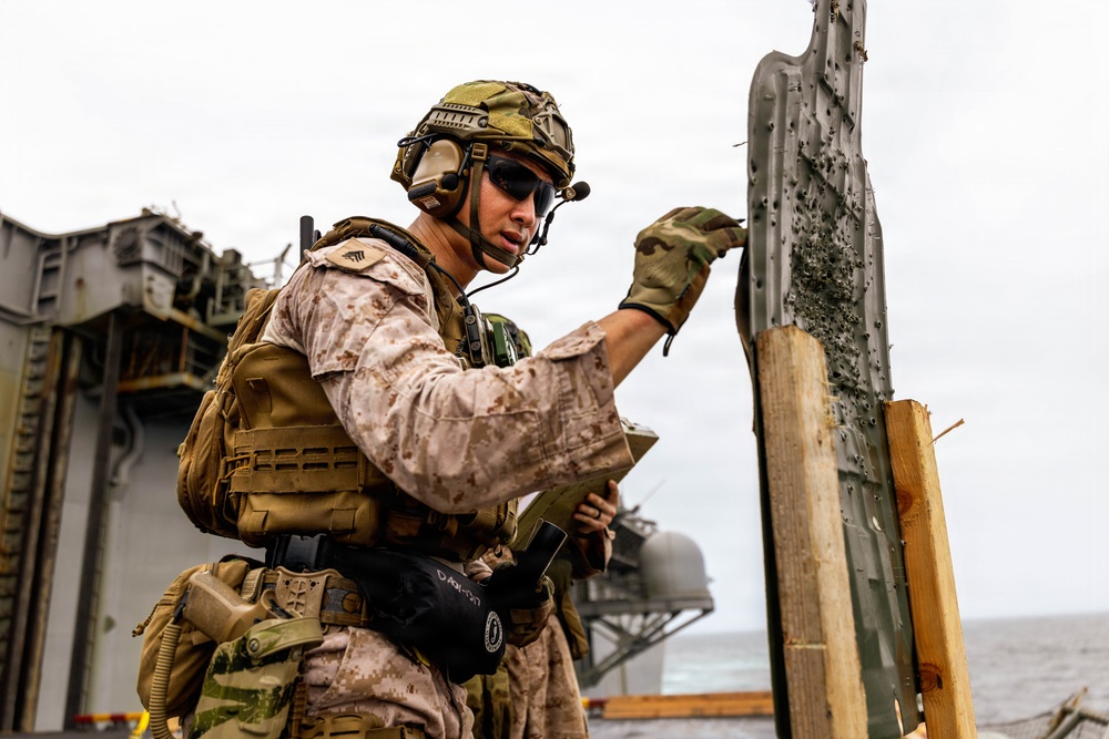 11th MEU Marines, Sailors Conduct Combat Marksmanship Training Aboard USS Boxer