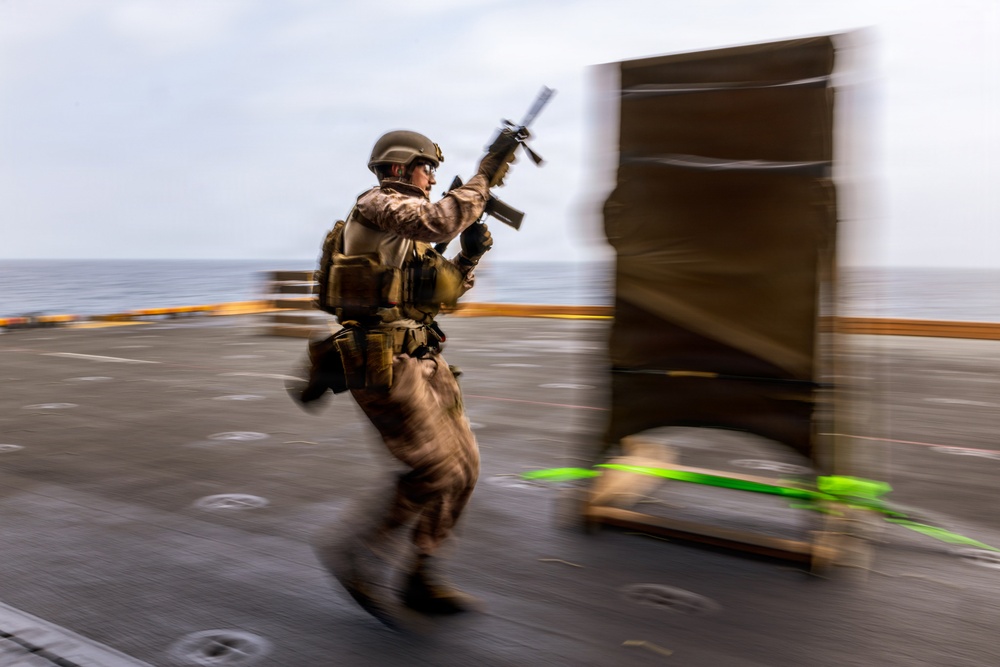 11th MEU Marines, Sailors Conduct Combat Marksmanship Training Aboard USS Boxer