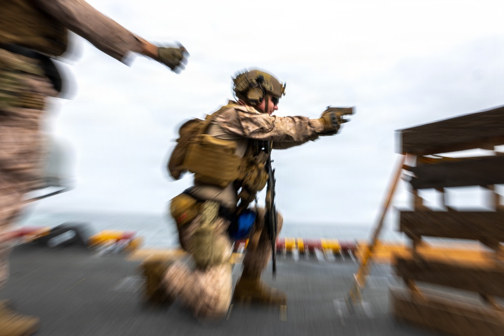 11th MEU Marines, Sailors Conduct Combat Marksmanship Training Aboard USS Boxer