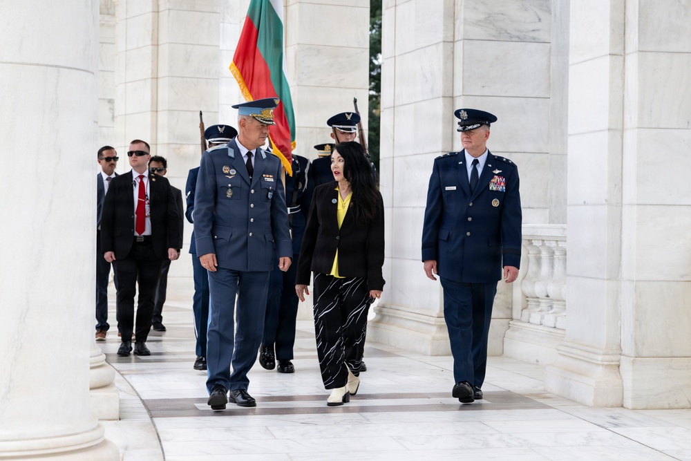Bulgarian Air Force Commander Maj. Gen. Nikolay Rusev Participates in an Air Force Full Honors Wreath-Laying Ceremony at the Tomb of the Unknown Soldier