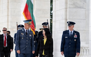 Bulgarian Air Force Commander Maj. Gen. Nikolay Rusev Participates in an Air Force Full Honors Wreath-Laying Ceremony at the Tomb of the Unknown Soldier