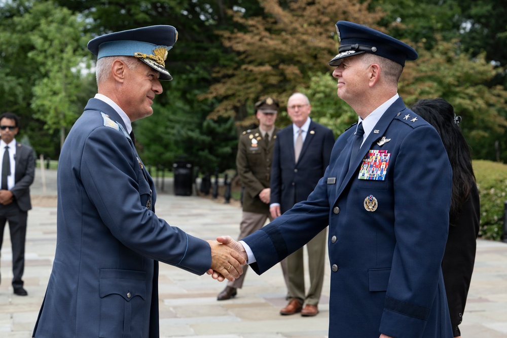 Bulgarian Air Force Commander Maj. Gen. Nikolay Rusev Participates in an Air Force Full Honors Wreath-Laying Ceremony at the Tomb of the Unknown Soldier