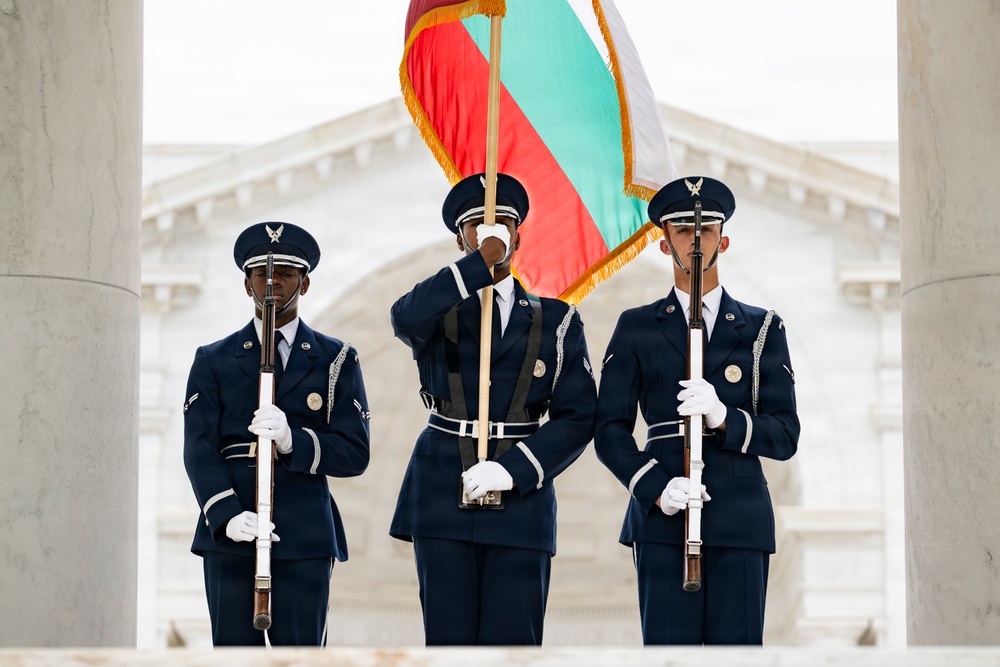 Bulgarian Air Force Commander Maj. Gen. Nikolay Rusev Participates in an Air Force Full Honors Wreath-Laying Ceremony at the Tomb of the Unknown Soldier