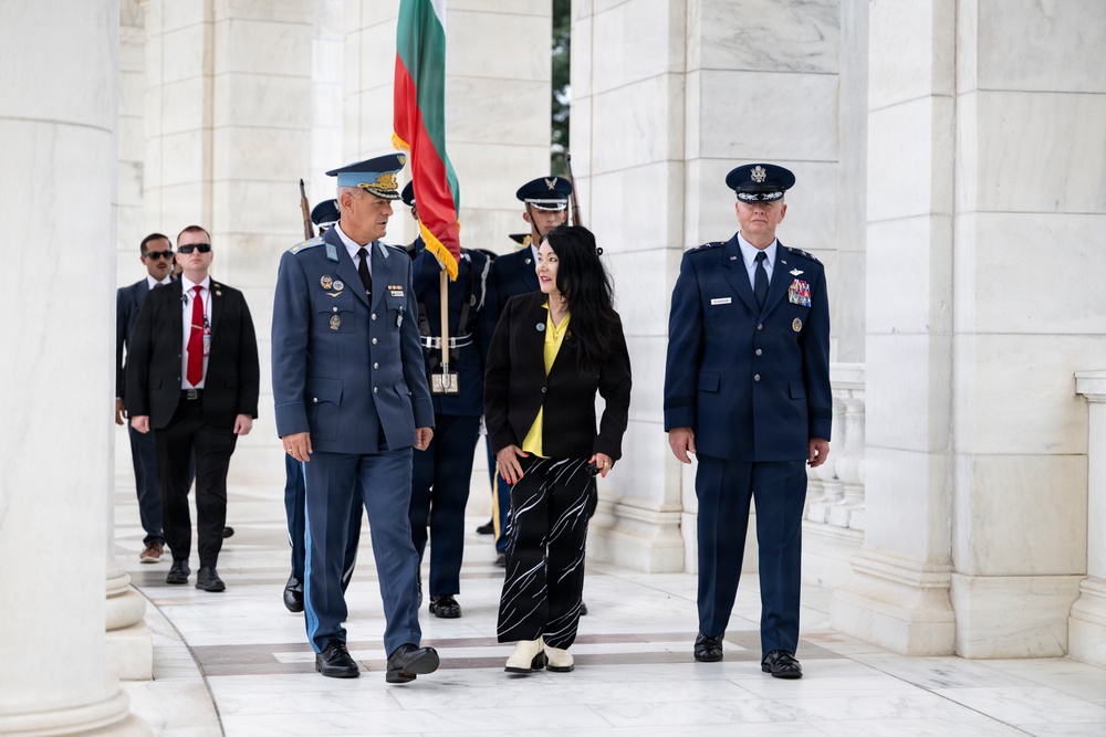 Bulgarian Air Force Commander Maj. Gen. Nikolay Rusev Participates in an Air Force Full Honors Wreath-Laying Ceremony at the Tomb of the Unknown Soldier