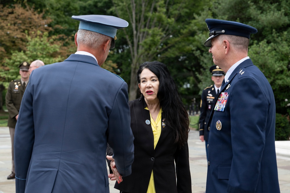 Bulgarian Air Force Commander Maj. Gen. Nikolay Rusev Participates in an Air Force Full Honors Wreath-Laying Ceremony at the Tomb of the Unknown Soldier