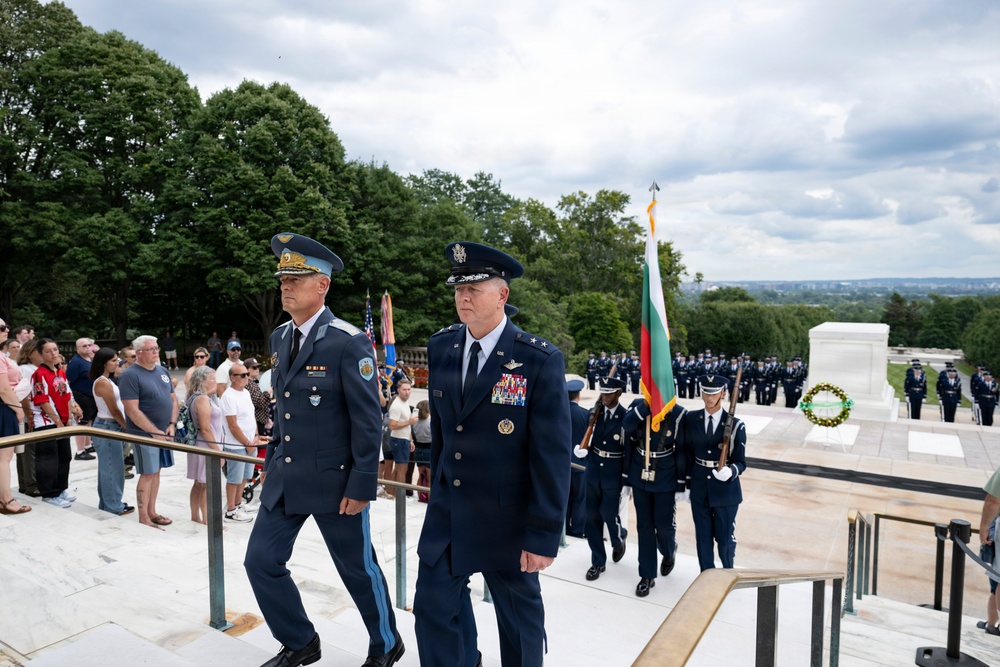 Bulgarian Air Force Commander Maj. Gen. Nikolay Rusev Participates in an Air Force Full Honors Wreath-Laying Ceremony at the Tomb of the Unknown Soldier