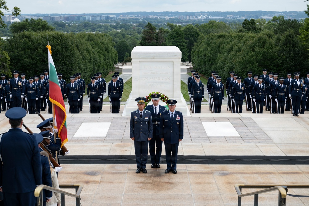 Bulgarian Air Force Commander Maj. Gen. Nikolay Rusev Participates in an Air Force Full Honors Wreath-Laying Ceremony at the Tomb of the Unknown Soldier