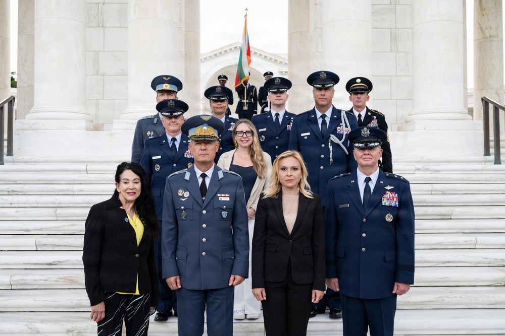 Bulgarian Air Force Commander Maj. Gen. Nikolay Rusev Participates in an Air Force Full Honors Wreath-Laying Ceremony at the Tomb of the Unknown Soldier