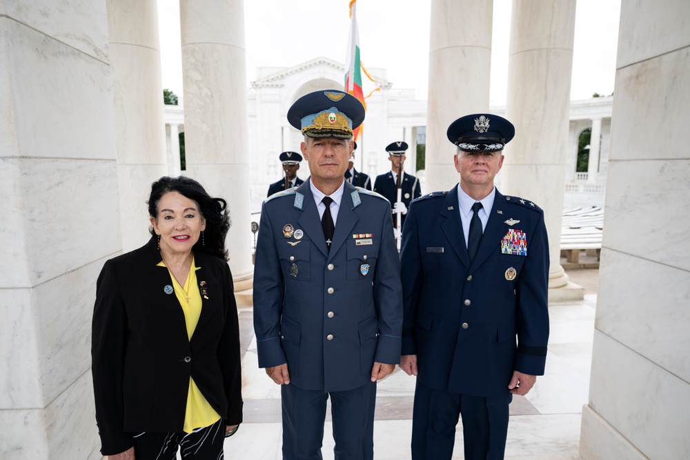 Bulgarian Air Force Commander Maj. Gen. Nikolay Rusev Participates in an Air Force Full Honors Wreath-Laying Ceremony at the Tomb of the Unknown Soldier