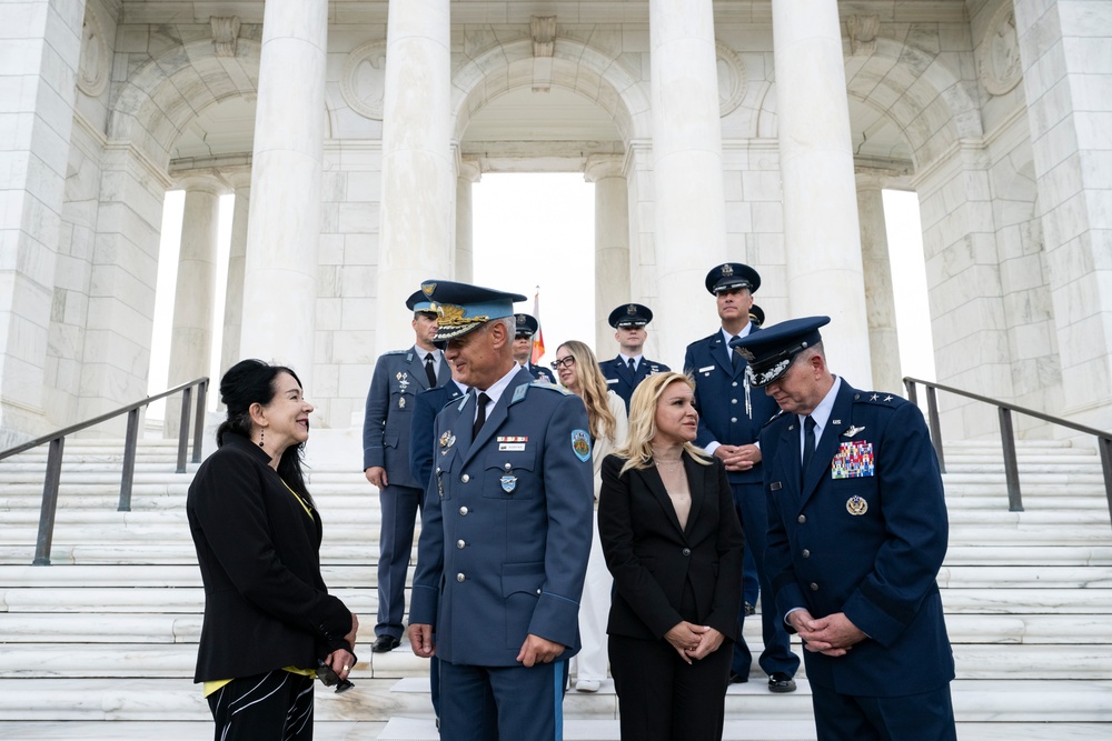 Bulgarian Air Force Commander Maj. Gen. Nikolay Rusev Participates in an Air Force Full Honors Wreath-Laying Ceremony at the Tomb of the Unknown Soldier