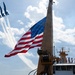 The U.S. Navy Blue Angels fly across the U.S. Coast Guard Cutter Barbara Mabrity’s national ensign