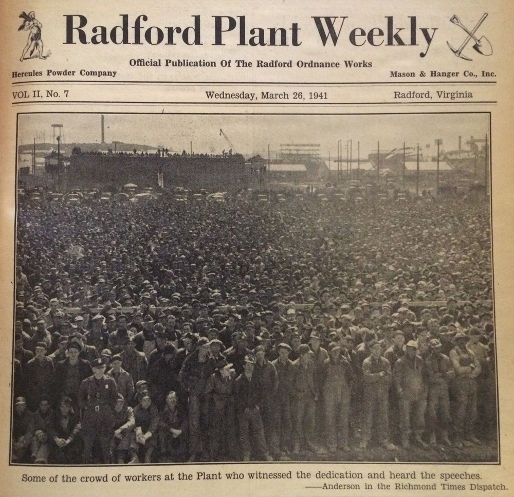 Historic publication of event at Radford Ordnance Works.