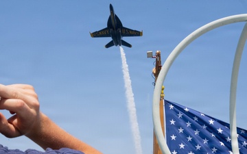 the Blue Angels fly over the U.S. Coast Guard Cutter Barbara Mabrity in Pensacola Florida