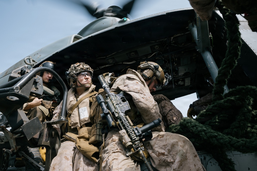 11th MEU Marines Conduct Fast-Rope Training Aboard USS Boxer