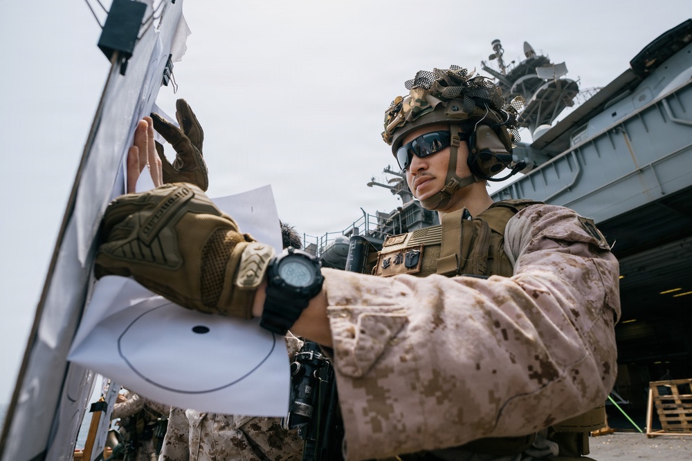11th MEU Marines, Sailors Conduct Combat Marksmanship Training Aboard USS Boxer