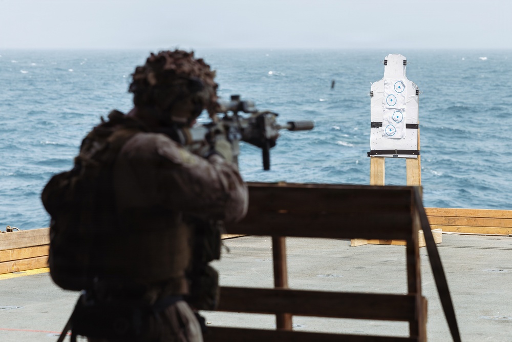 11th MEU Marines, Sailors Conduct Combat Marksmanship Training Aboard USS Boxer