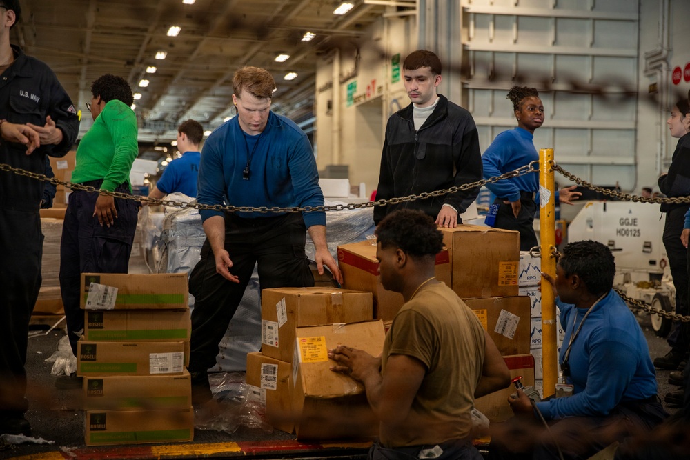 USS George Washington Conducts a Replenishment-At-Sea