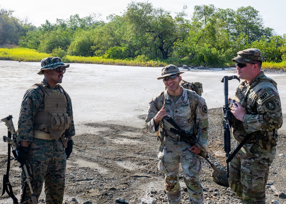 Service members assigned to Joint Task Force Southern Guard participate in Combat Hunter Tracker Course