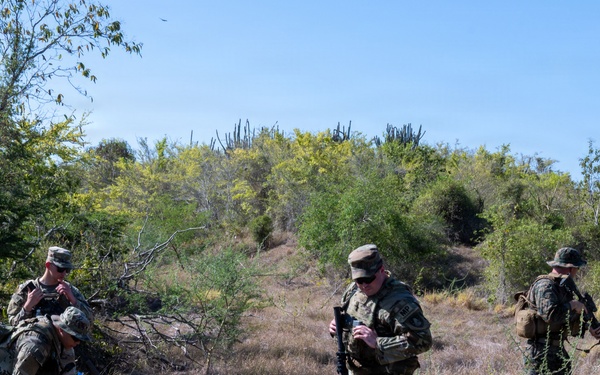 Service members assigned to Joint Task Force Southern Guard participate in Combat Hunter Tracker Course