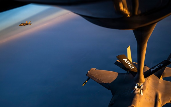 KC135 supports F35 patrol mission in CENTCOM