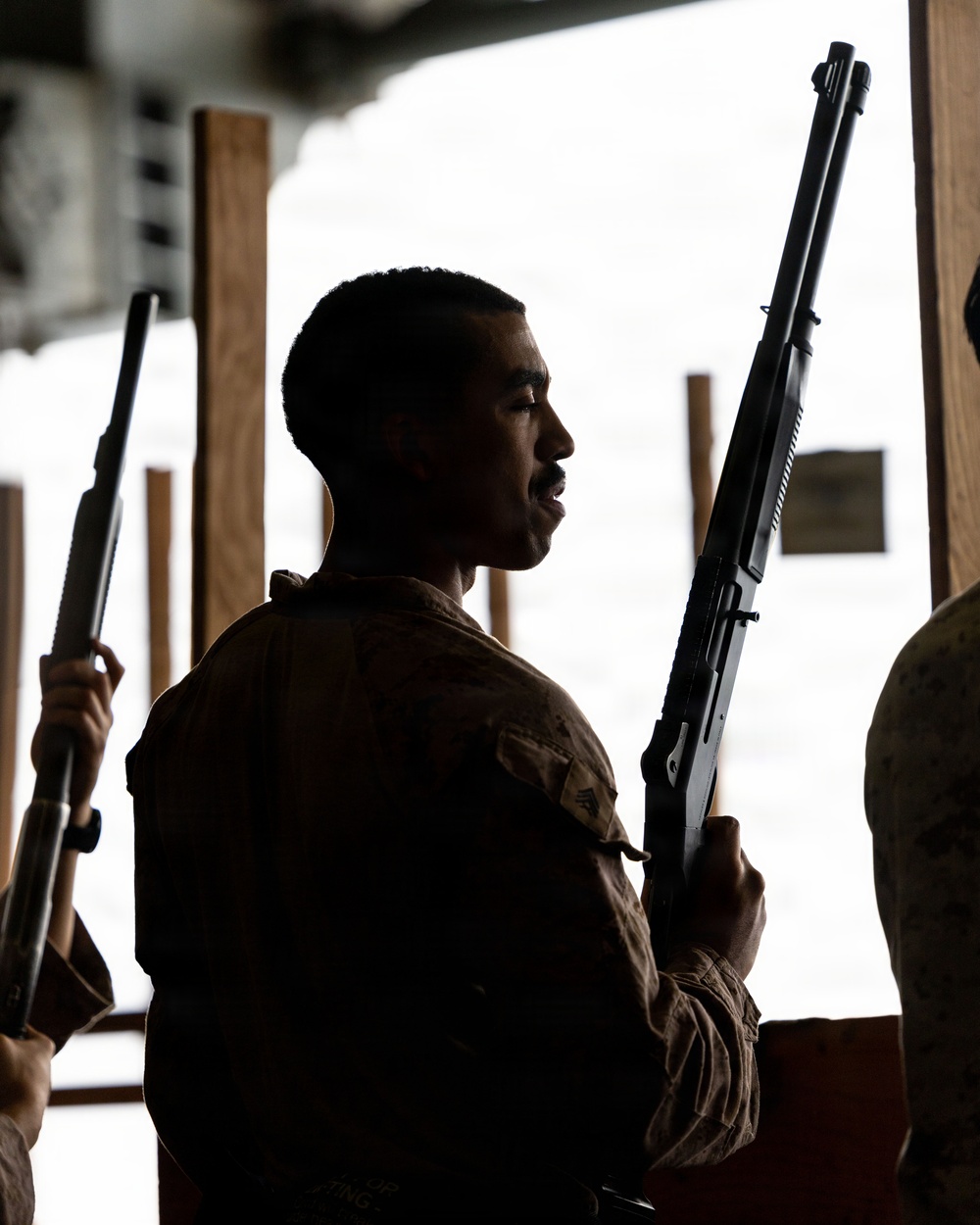 11th MEU Marines Conduct Simulated Shotgun Employment Training Aboard USS Boxer