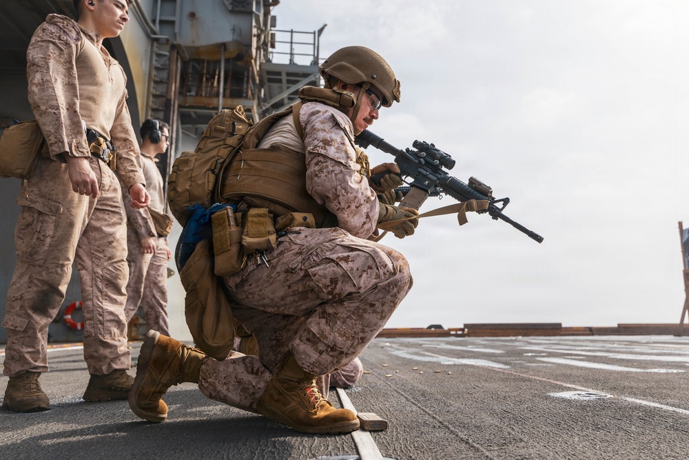 11th MEU Marines, Sailors Conduct Combat Marksmanship Training Aboard USS Boxer