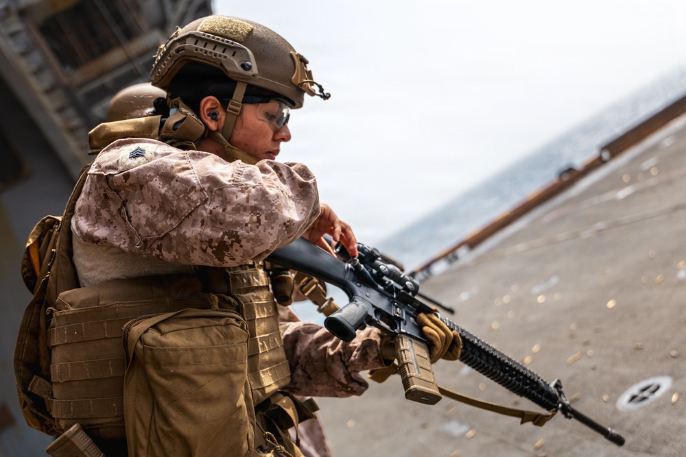 11th MEU Marines, Sailors Conduct Combat Marksmanship Training Aboard USS Boxer