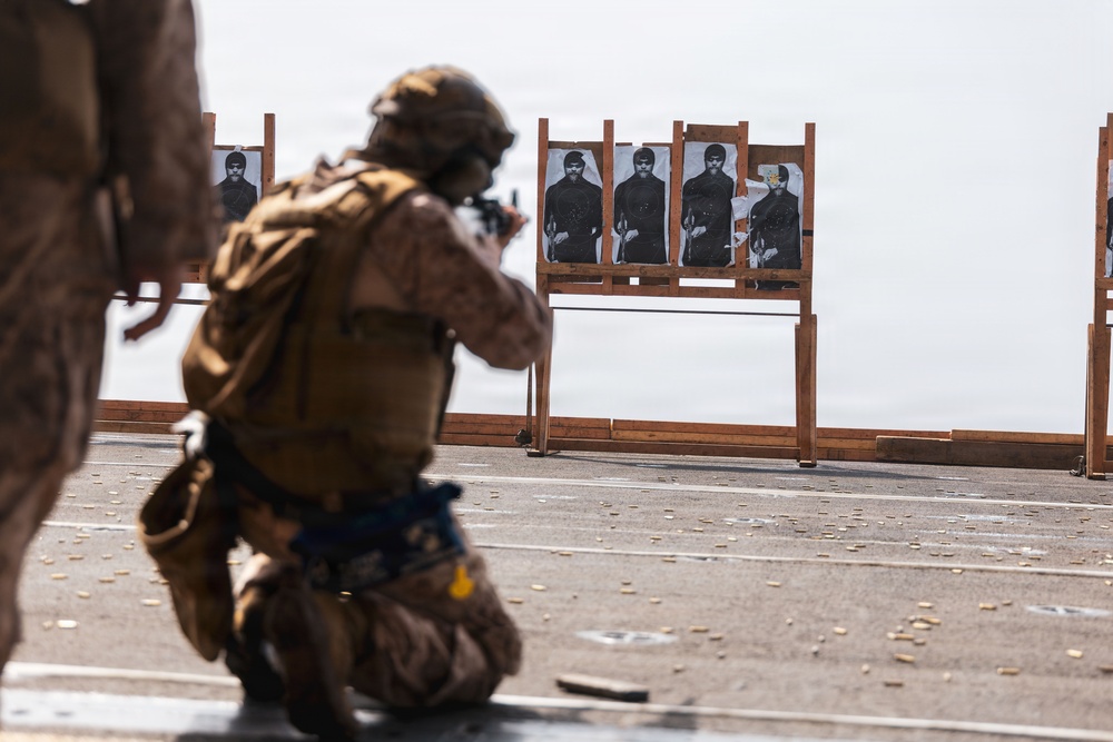 11th MEU Marines, Sailors Conduct Combat Marksmanship Training Aboard USS Boxer