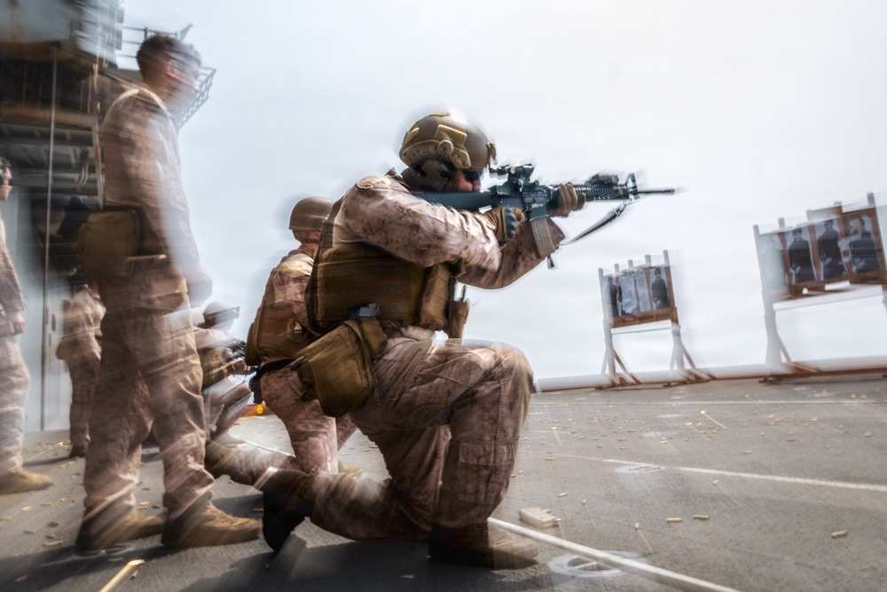 11th MEU Marines, Sailors Conduct Combat Marksmanship Training Aboard USS Boxer