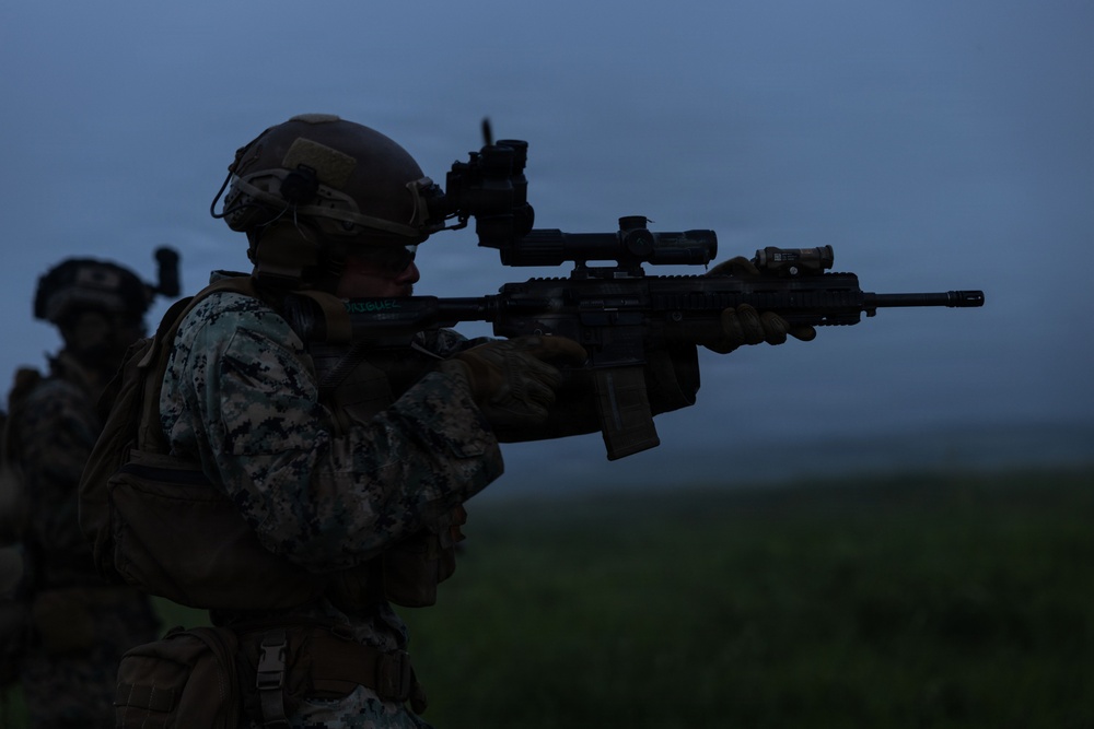 U.S. Marines with 12th LCT execute IMTP during the night at Camp Fuji