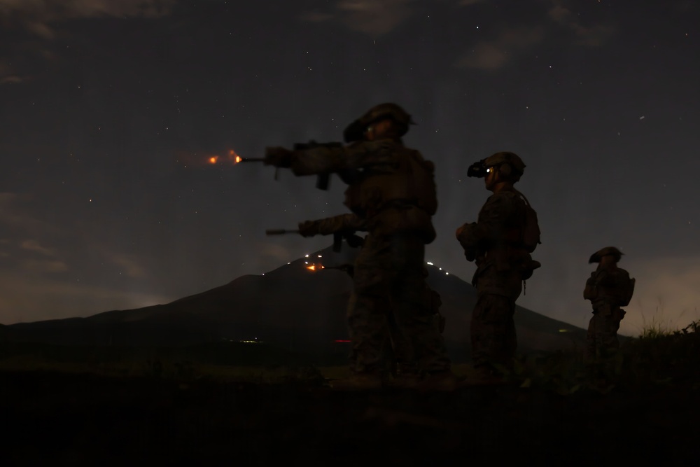 U.S. Marines with 12th LCT execute IMTP during the night at Camp Fuji