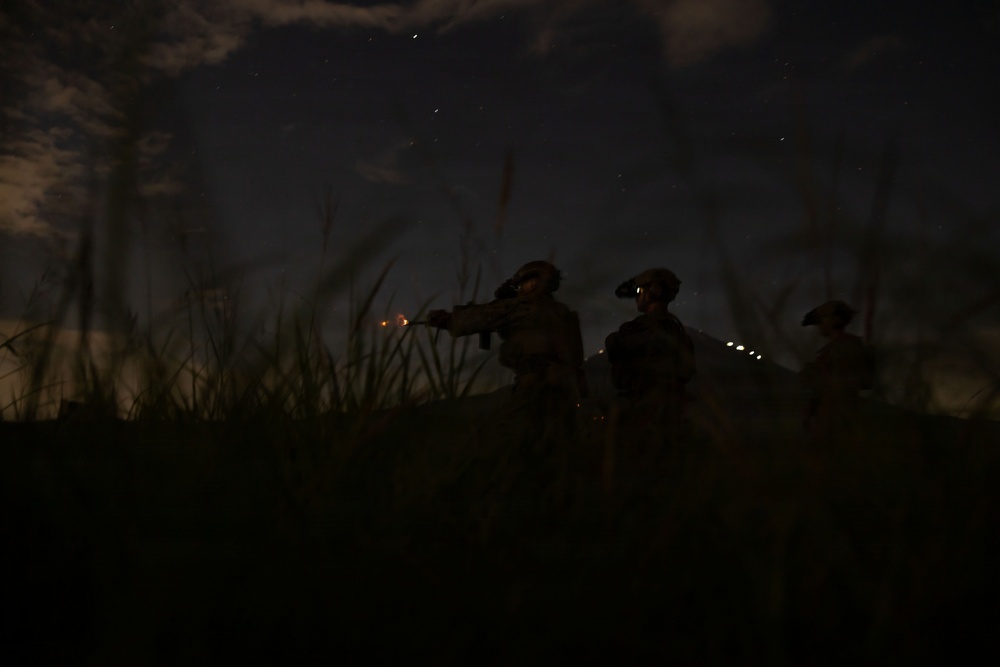 U.S. Marines with 12th LCT execute IMTP during the night at Camp Fuji