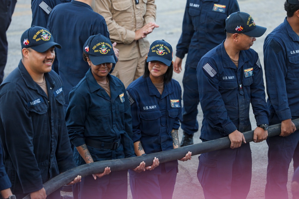 USS Oscar Austin Condutcs Berth Shift