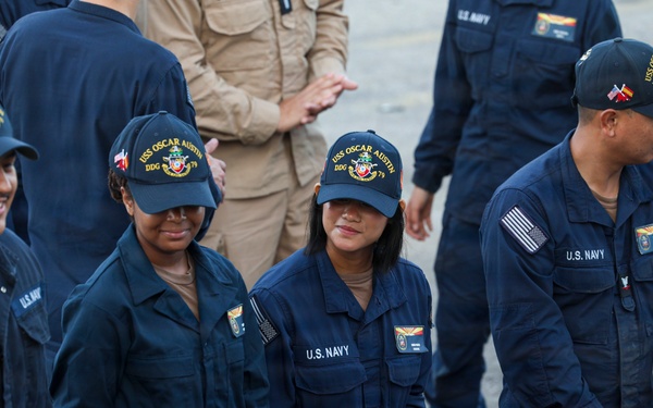 USS Oscar Austin Condutcs Berth Shift