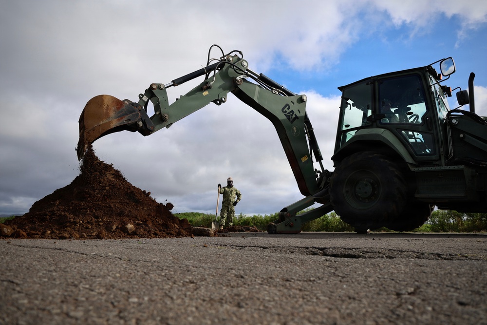 NCB 27 Seabees Prepare Airfield Damage Repair Site During NV26