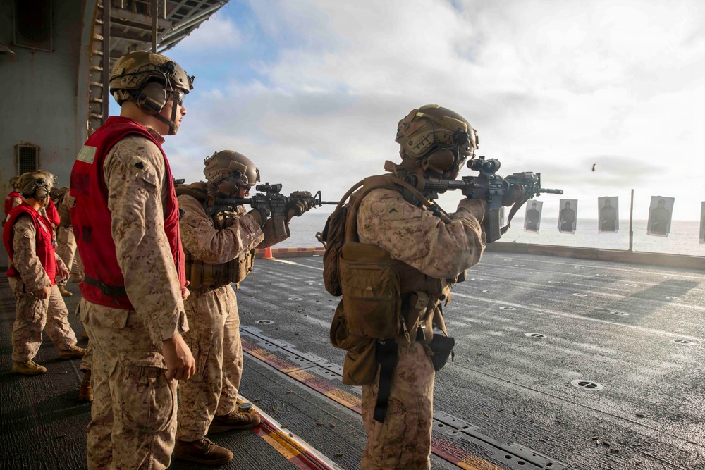 13th MEU Small-Arms Live Fire Aboard Makin Island