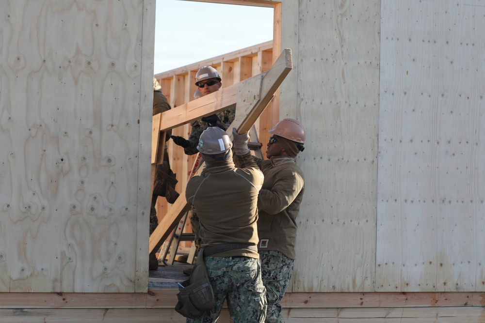 Seabees Build Hut During Northern Viking