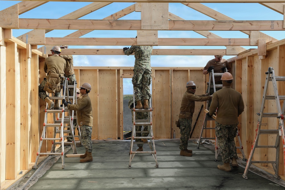 Seabees Build Hut During Northern Viking